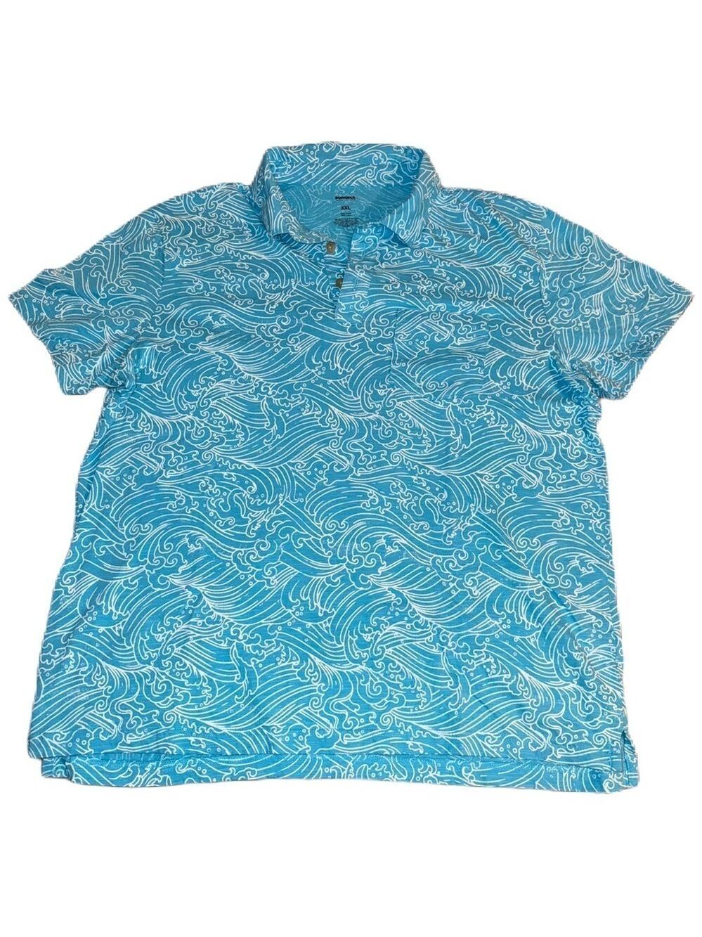 Sonoma Ocean Waves Shirt XL Blue Short Sleeve Cotton
